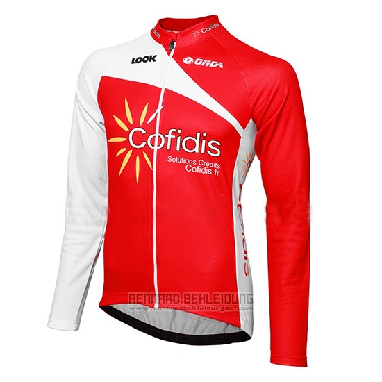 2013 Fahrradbekleidung Cofidis Rot Trikot Langarm und Tragerhose - zum Schließen ins Bild klicken